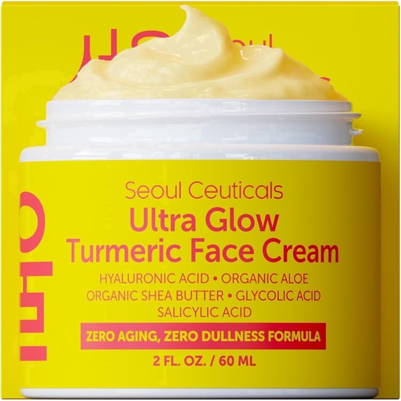 SeoulCeuticals Ultra Glow Turmeric Face Cream, Korean Skincare Face Moisturizer, 2 fl oz