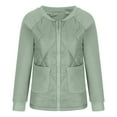 thumbnail image 4 of IROINNID Women's Leisure Short Coat Round Neckline Solid Color Zip Up Long Sleeve Outwear, Green, 4 of 8