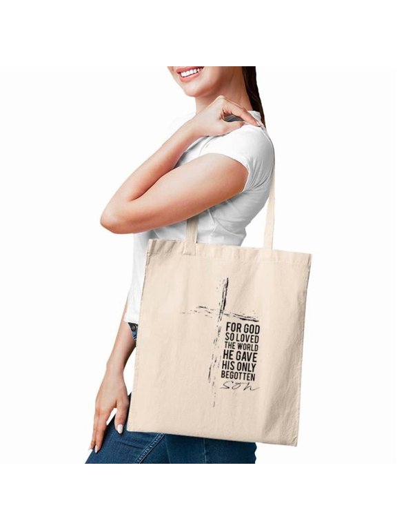 Religious Gifts Crosses Him Christian Bible Verse John 316 Ver2 Tote Bags