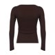 thumbnail image 4 of MHFRRA Blusa Informal de Dos Piezas con Cuello Cuadrado y Manga Larga con Encaje Picante En Capas Estilo Veraniego Café, 4 of 4