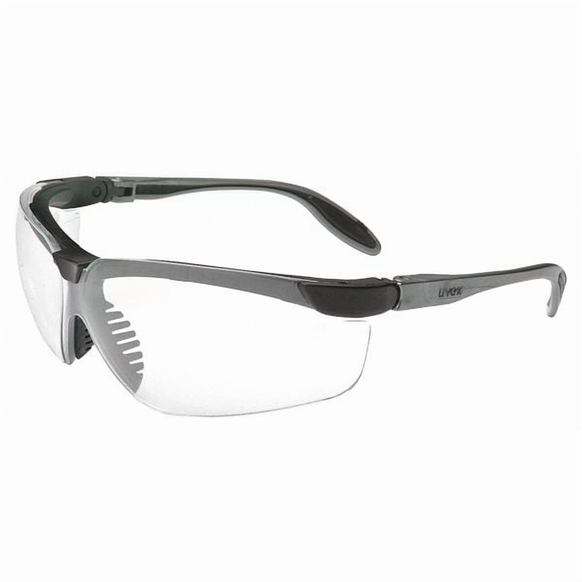 Genesis S, Safety Glasses, Anti-Fog & Anti-Scratch, Clear Lens, Black/Gray Frame, Half-Frame
