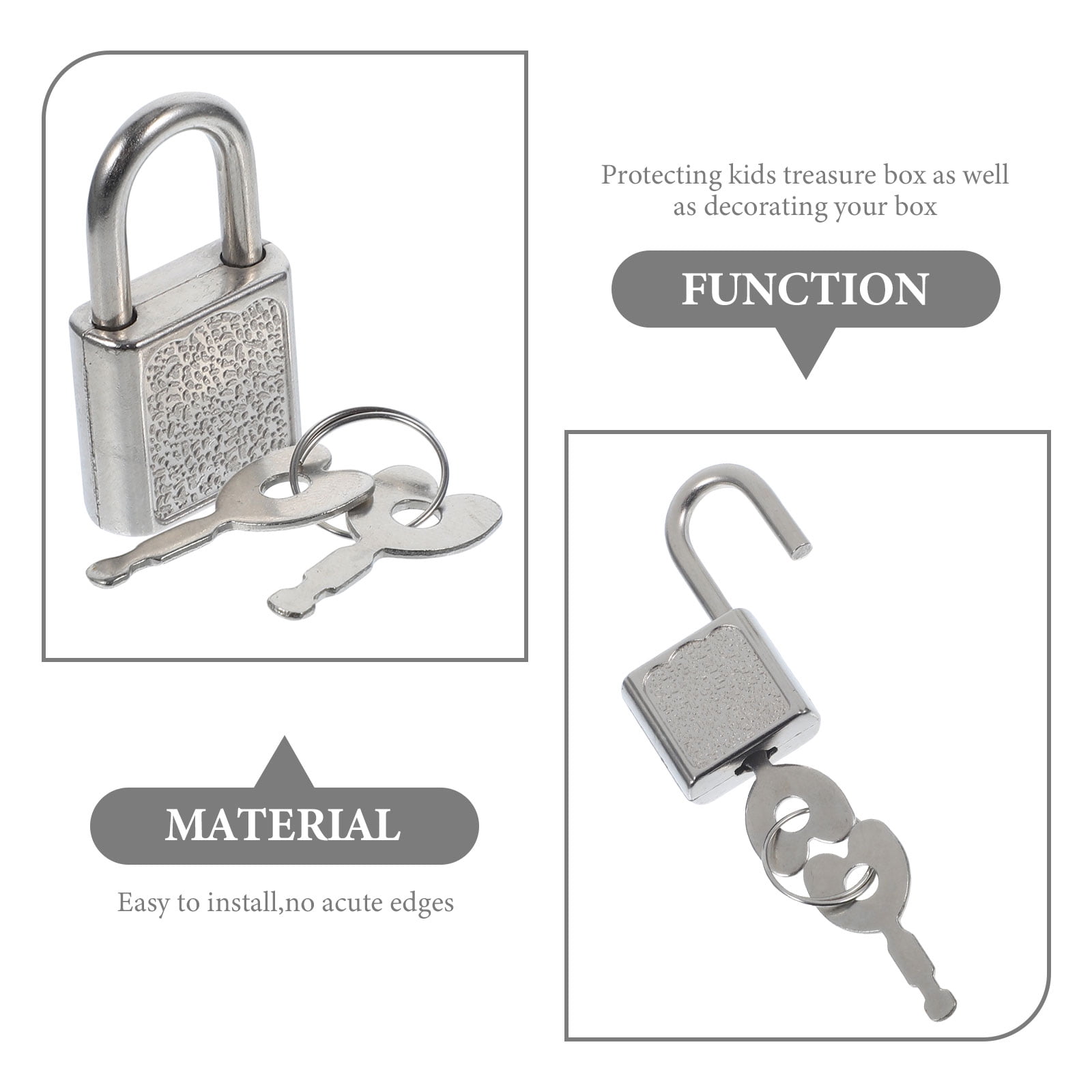 Padlock With Key 5 Sets of Treasure Box Lock with Key Plastic Lock Kids
