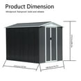 thumbnail image 5 of Waterproof Storage Shed 6FTx9FT, Metal Steel Outdoor Bike Storage with  Aluminum Alloy Frame,Waterproof Garden Tool House Shed for Backyard Lawn Patio, Grey, 5 of 6