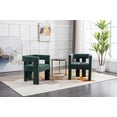 thumbnail image 3 of Accent Chair Set of 2, Modern Barrel Chair with Hollow Backrest and Plyood Legs, Comfy Side Chair for Living Room Reading Room Bedroom, Emerald, 3 of 9