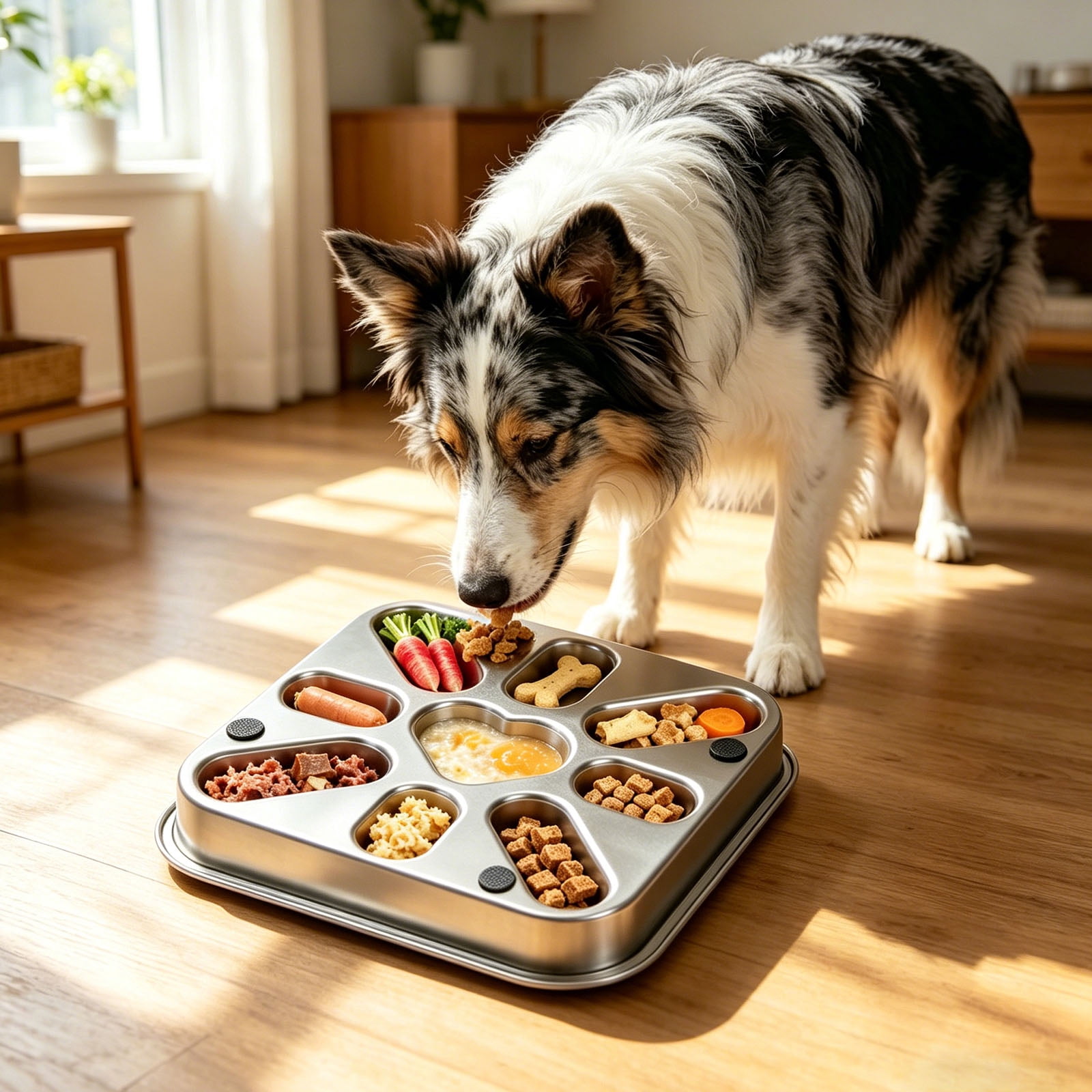 Stainless Steel Slow Feeder Dog Bowl Large and Medium Breed Non Slip Base Deep Ridges to Slow Eating Dishwasher Safe Chew Proof and Rustproof Silver