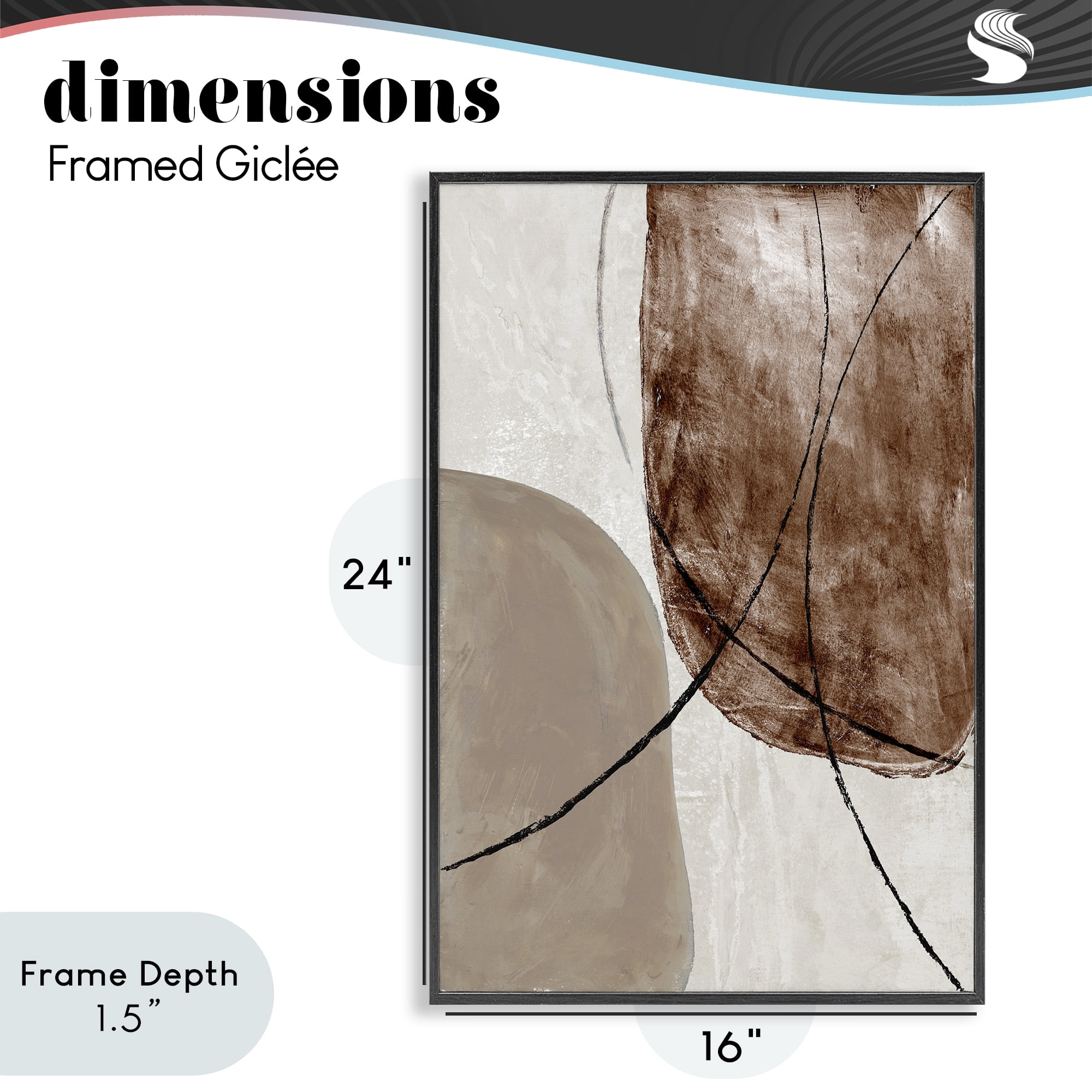 Stupell Industries Taupe & Brown Abstract Black Framed Giclee Art, design by Merri Pattinian