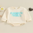 thumbnail image 2 of Baby Girls Long Sleeve Letter Embroidery Casual Sweatshirt Romper, 2 of 9