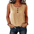 thumbnail image 5 of Asxite Tank Tops for Women Sleeveless Striped Print Round Neck Button Detail Casual Blouse, 5 of 5