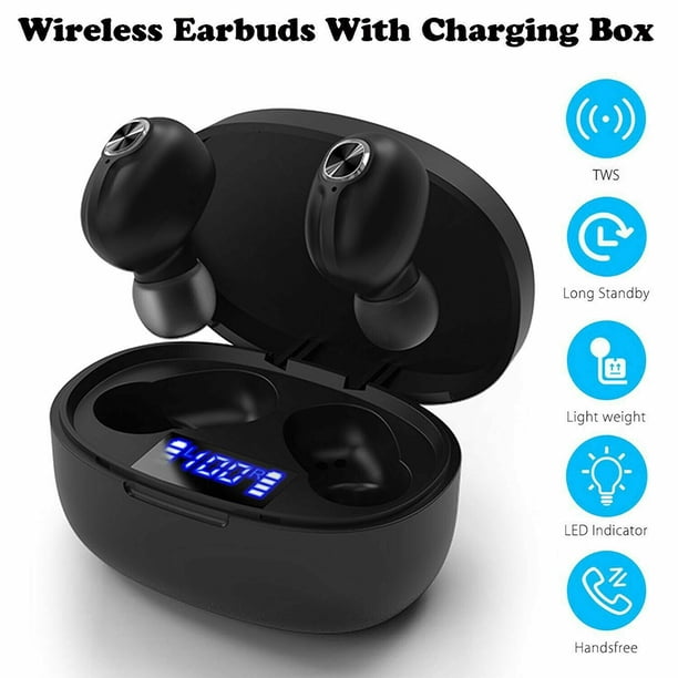 Twowood auricular Auriculares de auriculares estéreo con estereo estéreo bluetooth 5.0 con caja de carga