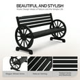 thumbnail image 2 of VINGLI Outdoor Rustic Wooden Bench with Wagon Wheel Arms, 3 People Sturdy Seat for Garden Porch Patio Lawn Yard Park, Indoor and Ourdoor Decor, 2 of 9