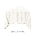 thumbnail image 3 of Polyester Tablecloth with Tassels and Embroidery, Decorative for Dining Room or Kitchen, Durable Washable Table Cover for Home or Restaurant, 55x36 Inch, 3 of 6