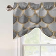 thumbnail image 4 of Grey Fish Scale Tie Up Valance Curtains for Windows, Kitchen Curtains Window Treatments, Modern Geometric Gold Abstract Moroccan Short Window Shades Valances for Bedroom Bathroom Cafe 42"x18", 4 of 8