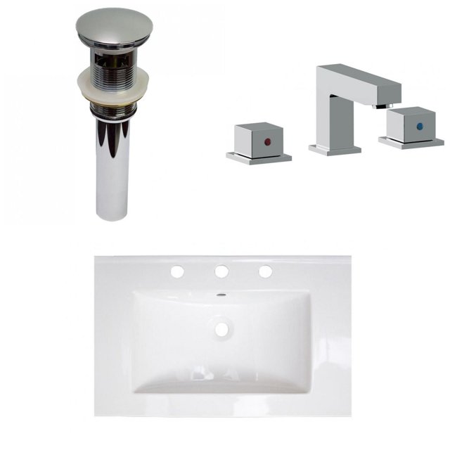 American Imaginations 24-in. W 3H8-in. Ceramic Top Set In White Color - Overflow Drain Incl. AI-33277