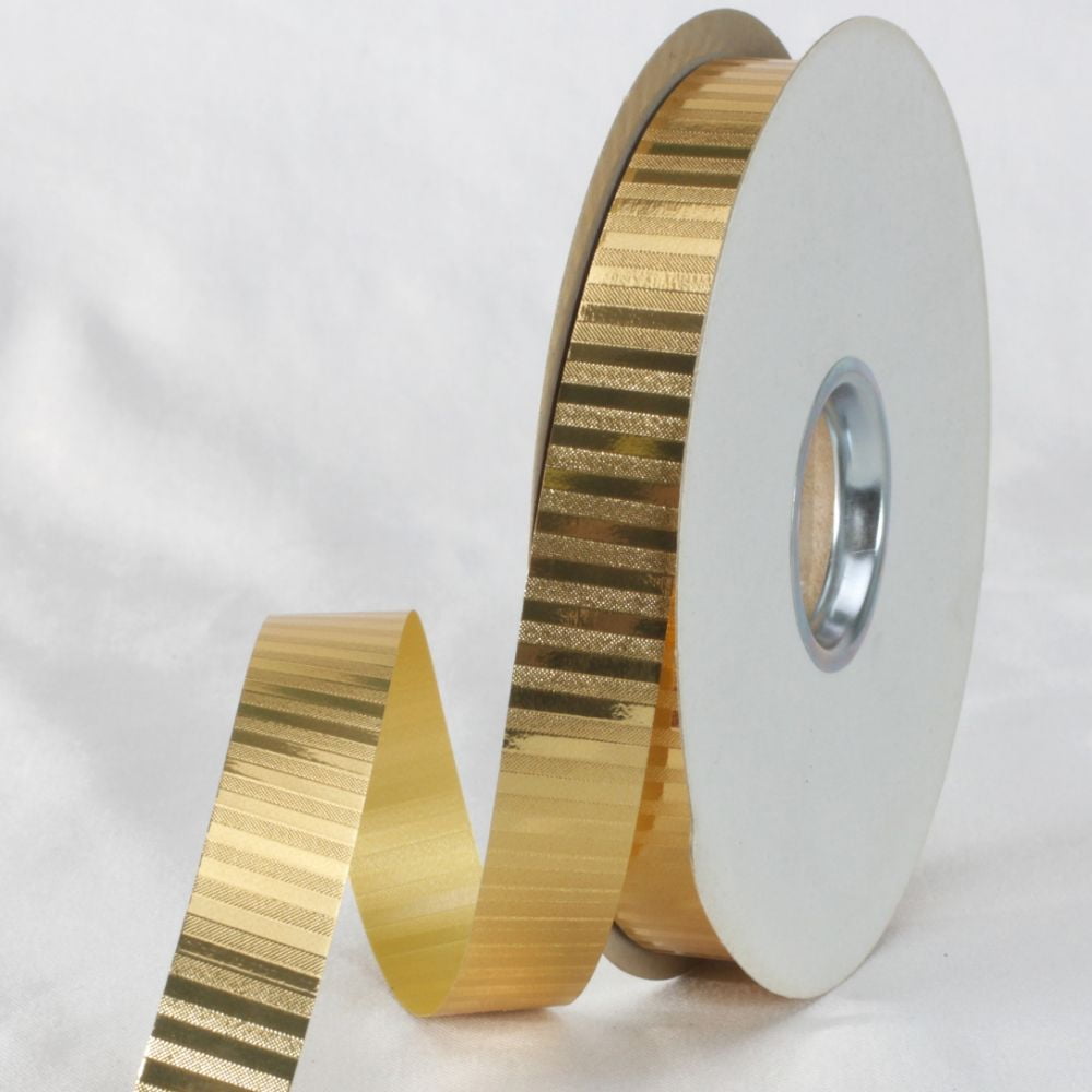 Gold Colored Striped Metallic Finish Ribbon 0.8" x 99 Yards Walmart