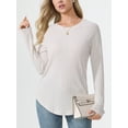 thumbnail image 3 of Aiyino Long Sleeve Shirts for Women Casual Tunic Tops Dressy Crew Neck Pullover Blouses Sweaters for Women，Apricot L, 3 of 10