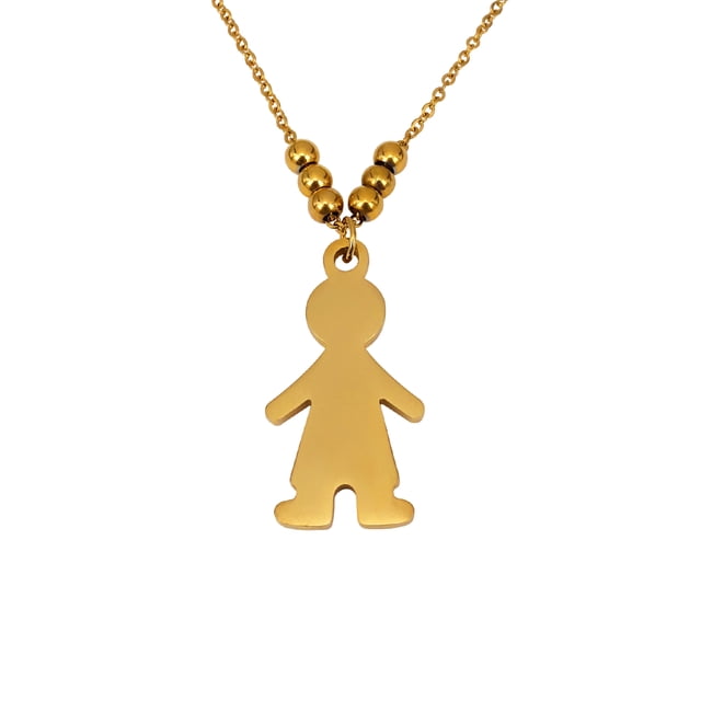 Collar con tag de niño de acero inoxidable con baño de oro MOLA Collar/niño/acero inoxidable baño de oro