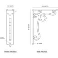 thumbnail image 2 of Ekena Millwork 1 1/2"W x 5 1/2"D x 8"H Orleans Wrought Iron Bracket, (Single center brace) (4-Pack), 2 of 5