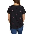 thumbnail image 4 of Vintage America Women's Flamingos Embroidered Relaxed Fit Tee Lightweight Cotton Blend T-Shirt, 4 of 6