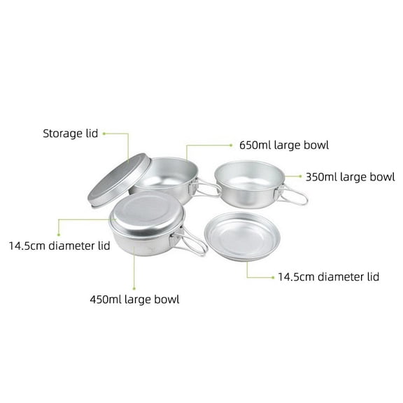Xirurus Ultra-Light Aluminum Camp Plates & Bowls Set – 5-Piece Backpacking & Picnic Cooking Bowl Collection