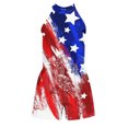 thumbnail image 2 of Gibobby Pantalones cortos Mono de playa con estampado informal de verano para mujer, mono de cintura alta, mono sin mangas con cuello Halter, pantalones cortos, cintura elásti(Rojo， S), 2 of 5
