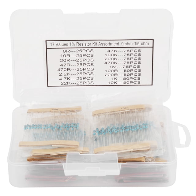 525Pcs 1/4W 17 Valeurs 0-1M ohm Métal Film Résistances Ensemble Assortiment Composants Kit