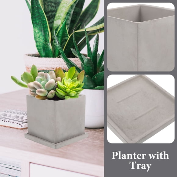 WRITWAA Faux Concrete Planter Flowerpot Grey Cement 1Pcs for Home Furnishing