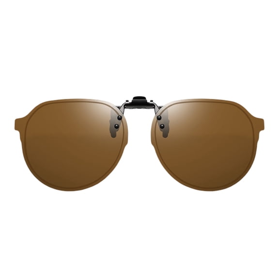 Whyan UV Protection Polarized Clip-On Sunglasses Reversible Flip-Up Sun Shades - Fits Over Prescription Glasses Brown