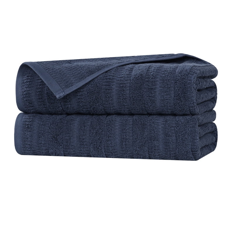 Superior Mika Smart Twist Cotton Medium Weight Bath Sheets, Set of 2, Quick Dry Towels, Navy Blue