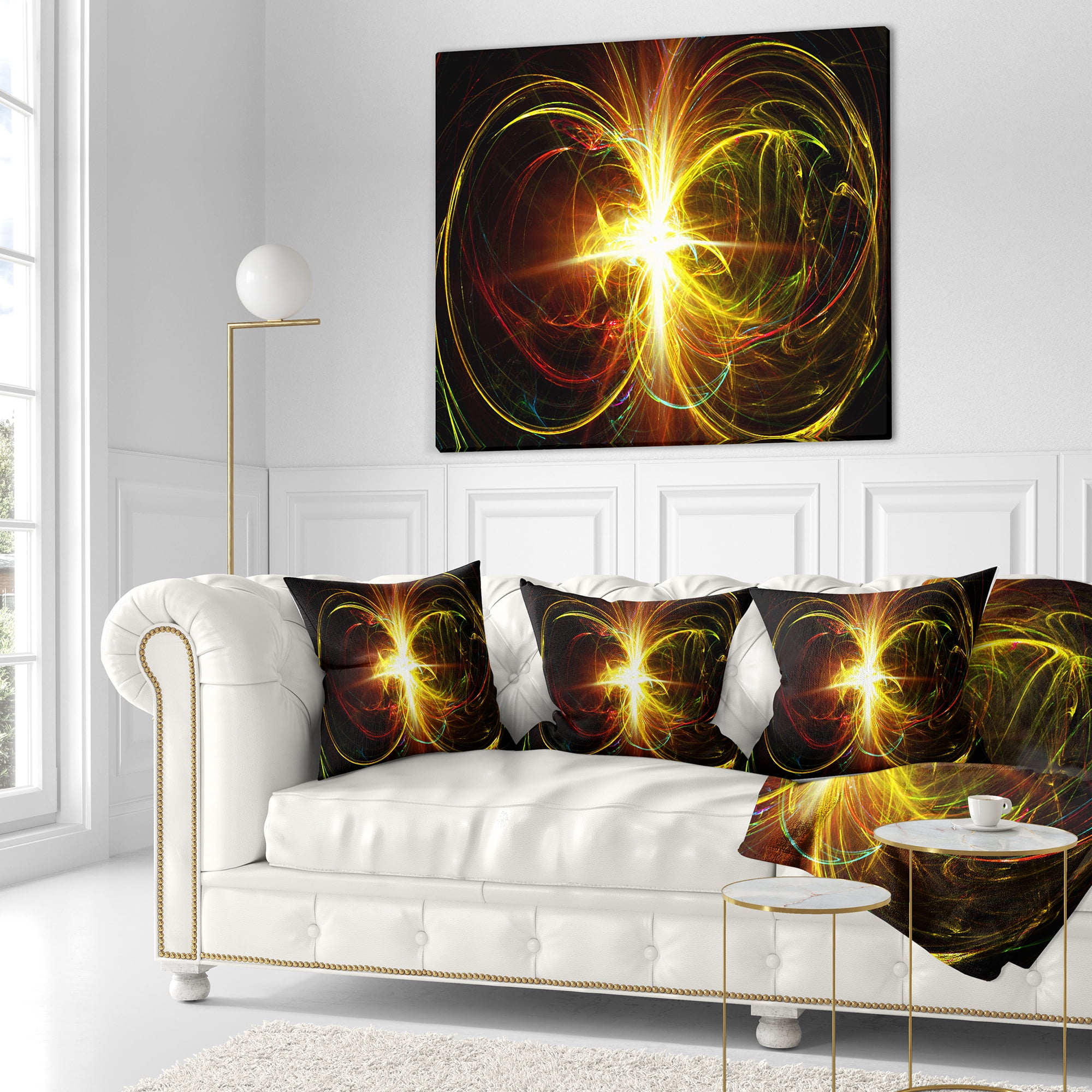Designart Fractal Hoops - Abstract Throw Pillow - 16x16