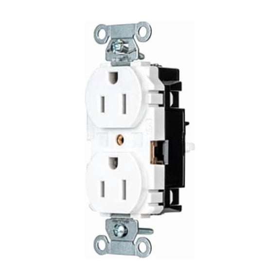 Straight Blade Receptacle, 5-15R, 15 A, 125V AC, 2 Pole, 3 Wire, Surface Mount, Grounded
