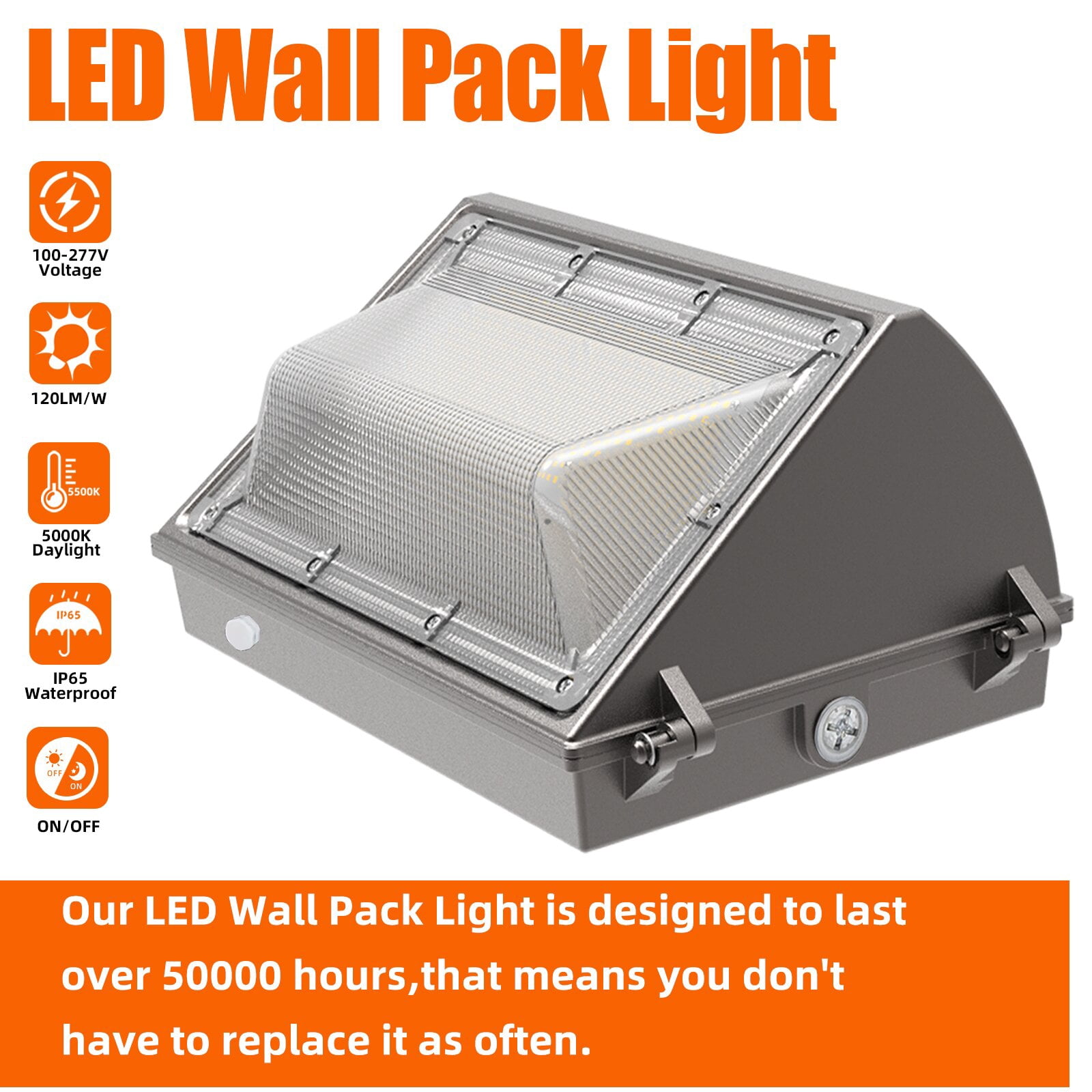 SEURON 150w LED Wall Pack Light 5000K Daylight White IP65 Outdoor Lighting Wall Mounted 110-130V AC