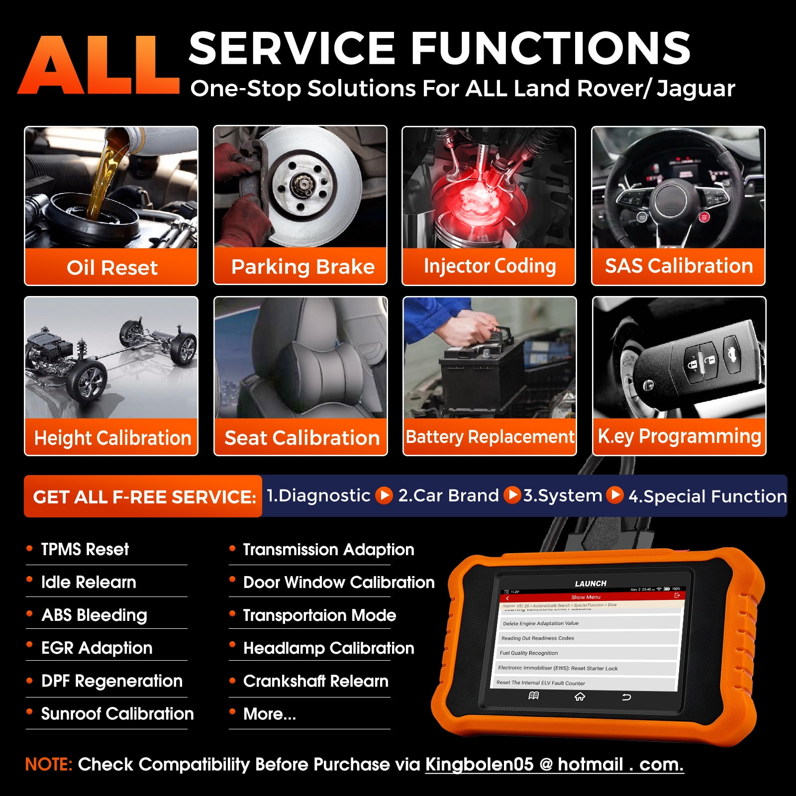 LAUNCH X431 Creader Elite 2.0 for Land Rover Jaguar OBD2 Scanner, Bi-Directional Full Systems Diagnostic Scan Tool, All Services Oil EPB TPMS Reset, Injector Reset, Auto VIN