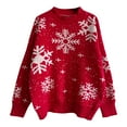 thumbnail image 5 of Lovskoo Merry Christmas Sweaters for Women 2023 Casual Long Sleeve Knitting Round Neck Sweater Blouse Tops Red, 5 of 9