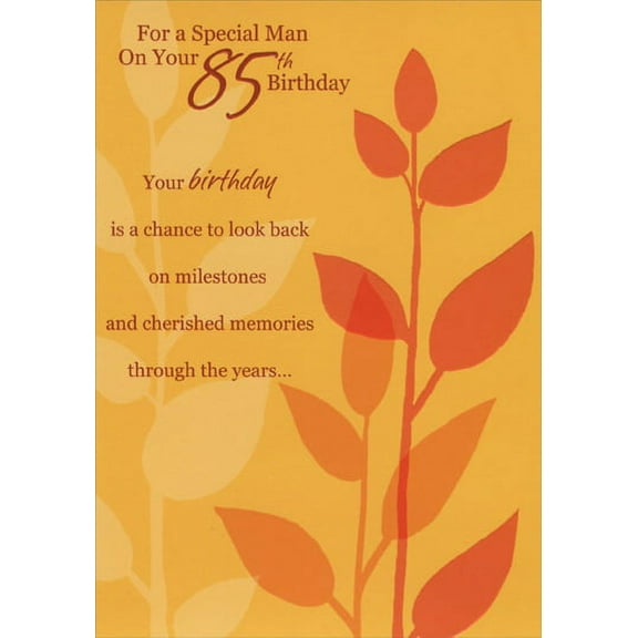 Designer Greetings Embossed Deep Orange Flower Special Man 85th Birthday Card