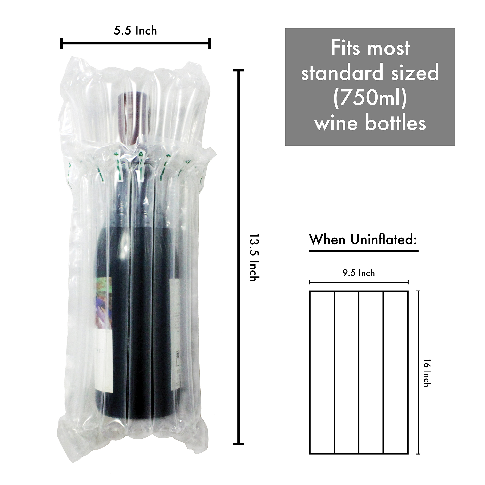Wine Bottle Protector Bags 15 Pack - Inflatable Air Column Cushioning Sleeves Packaging Ensures Safe Transportation of Glass Bottles during Travel or Shipping with Free Pump - image 4 of 7