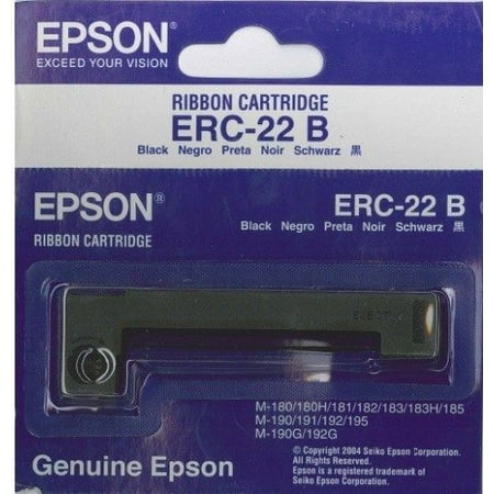 Epson 7753 Black Ribbon - 6-Pack Genuine Epson (ERC-22B) Black Ribbon Cartridge For: M-180, M-180H, M-181, M-182, M-183, M-183H, M-185, M-190 / 191 / 192 / 195, M-190G / 192G