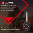 thumbnail image 6 of CCIYU Replacement Remote Head Ignition Key Keyless Entry Combo 1 X 4 Buttons Replacement for Honda for Accord/for CR-V/for Element OUCG8D-380H-A Fits select: 2003-2007 HONDA ACCORD EX, 6 of 7
