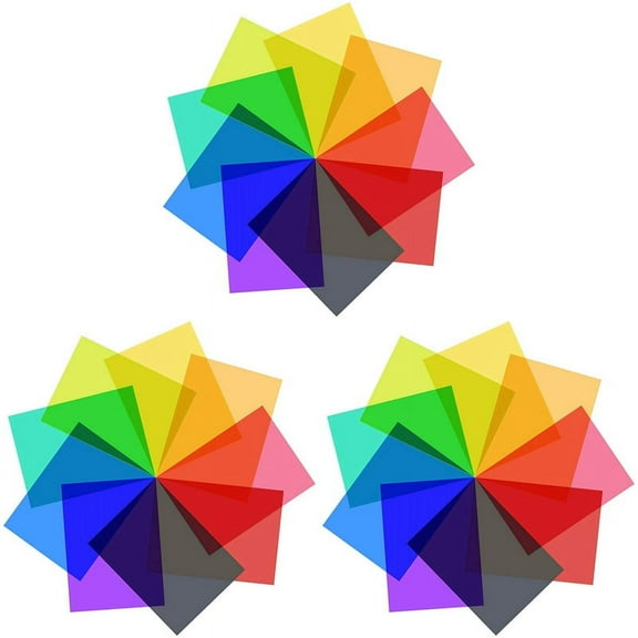 27Pcs Gel Light Filter Color Correction Colored Overlays Film Lighting Gel Filter for Film,Photo,Stage (Multicolor)