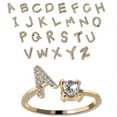 thumbnail image 2 of Adjustable Initial Letter Ring: Elegant Vintage Style Fashion Jewelry for Women with Zircon Accents, Alloy and Rhinestone, Perfect Gift, 2 of 2