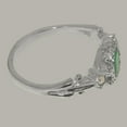 thumbnail image 5 of LBG British Made 18k White Gold Natural Emerald & Cultured Pearl Womens Anniversary Ring - 33 size options - Size 12, 5 of 8