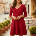thumbnail image 1 of Fznquz Robes pour Femmes Hiver Rouge 2026 Manches Longues Ligne A Décontracté Midi Fluide Robes de Printemps pour Femmes, 1 of 9