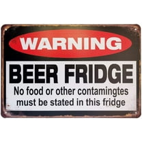 Warning Beer Fridge Durable Metal Tin Sign Funny Bar or Man Cave Decorative Vintage Signs