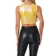thumbnail image 3 of TOP SIN MANGAS U ESCOTE PARA MUJERES INSPIRE CHIC ROPA DE FIESTA Y CLUB Holográfico Brillante Metálico Crop Top XL Amarillo, 3 of 6