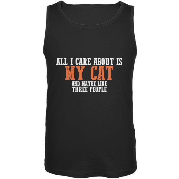 Sarcastic Care About My Cat Black Adult Tank Top