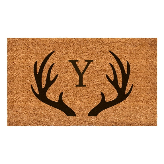 Antler Monogram Doormat, 17" x 29" (Letter Y)