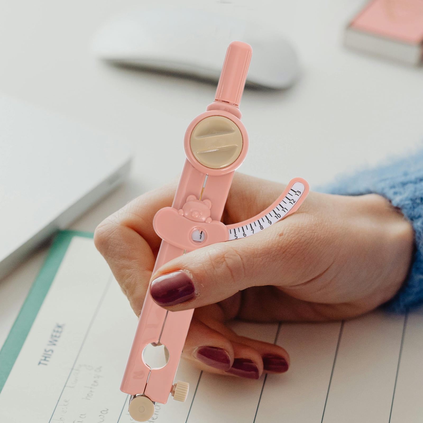 FOMIYES Multifunction Compass for Teaching Use with Precision Drawing Pink Lightweight Portable Drawing Tool