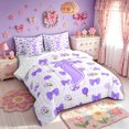 thumbnail image 2 of meiyoeat Cute Bow Letter J Full Size Bedding Sets for Girls, Floral Plaid Full Size Bed in a Bag for Bedroom, Purple, Reversible, 7-Piece, 2 of 6