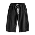 thumbnail image 5 of Corduroy Capri Pants for Women Summer Elastic Waist Drawstring Wide Straight Leg Casual Cropped Pants with Pockets, 5 of 7
