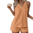 thumbnail image 5 of XWSHYW Pajama Sets for Women Summer Solid Color Breathable Pajama Set Leisure Crew Neck Sleeveless Sleepwear with Shorts Womens Pajama Sets, 5 of 7
