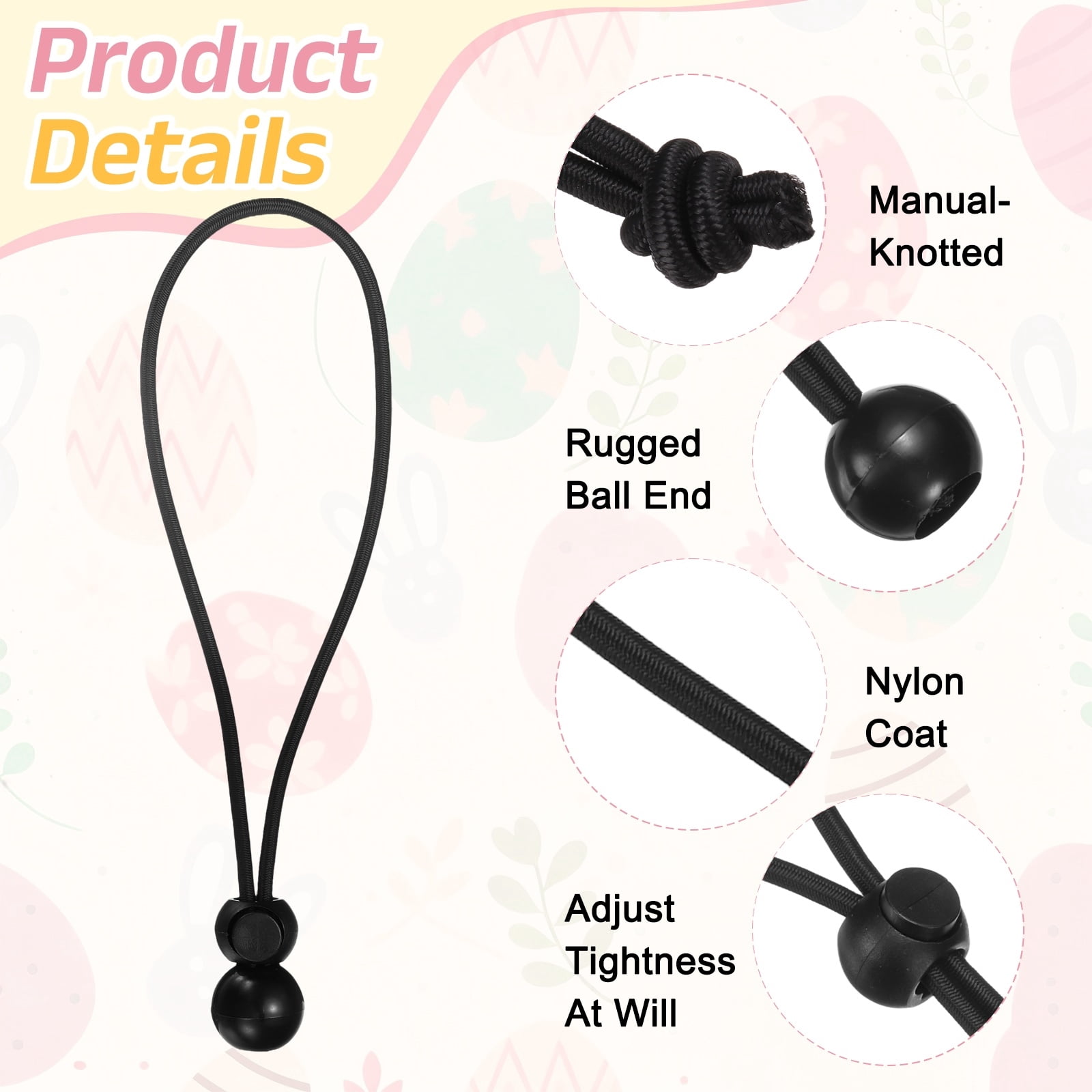 Uxcell Ball Bungee Cords, (20cm / 8 Inch, Black) (20 PCS) Universal Bungee Tie Downs, Suit for Shelter Camping Cargo Outdoor Roller Blinds Tents Canopies Tarp